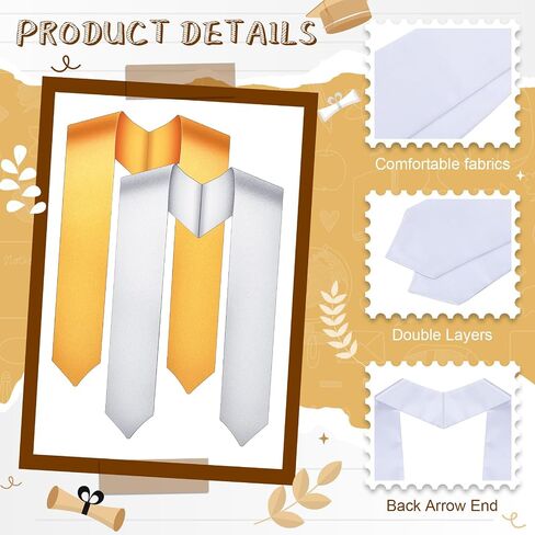 2 Pcs Unisex Adult Plain Graduation Stole Class of 2024 Plain Graduation Sash for Academic and Choral, 60'' Long in Saudi Arabia