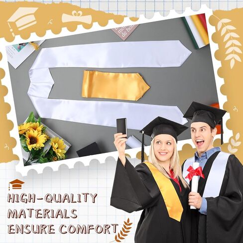 2 Pcs Unisex Adult Plain Graduation Stole Class of 2024 Plain Graduation Sash for Academic and Choral, 60'' Long in Saudi Arabia