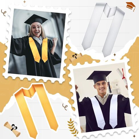 2 Pcs Unisex Adult Plain Graduation Stole Class of 2024 Plain Graduation Sash for Academic and Choral, 60'' Long in Saudi Arabia