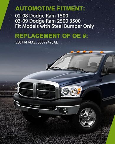 AUTOSAVER88 Fog Lights Compatible with 2002 2003 2004 2005 2006 2007 2008 Dodge Ram 1500/03 04 05 06 07 08 09 Dodge Ram 2500 3500 Fit Models with Steel Bumper Only Fog Light Lamps Replacement in Kuwait
