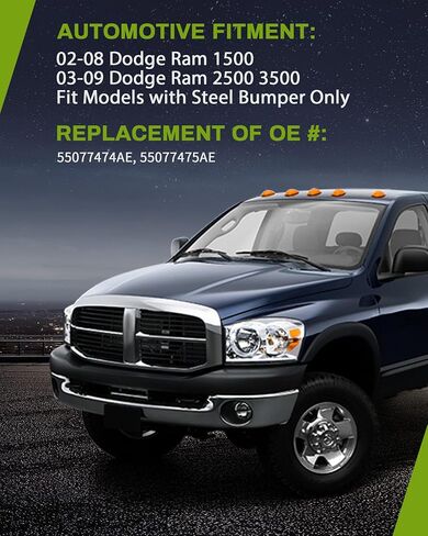 AUTOSAVER88 Fog Lights Compatible with 2002 2003 2004 2005 2006 2007 2008 Dodge Ram 1500/03 04 05 06 07 08 09 Dodge Ram 2500 3500 Fit Models with Steel Bumper Only Fog Light Lamps Replacement in Saudi Arabia