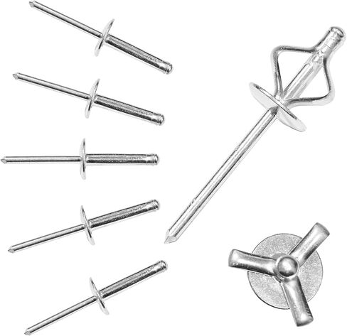 50 قطعة من المسامير البوب ​​العمياء المصنوعة من الألومنيوم مقاس 3/16 بوصة × 1 بوصة، ومسامير البوب ​​المنفجرة ثلاثية الطي مقاس 4.8 × 25 مم (فضية) in Kuwait