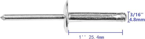 50 قطعة من المسامير البوب ​​العمياء المصنوعة من الألومنيوم مقاس 3/16 بوصة × 1 بوصة، ومسامير البوب ​​المنفجرة ثلاثية الطي مقاس 4.8 × 25 مم (فضية) in Kuwait