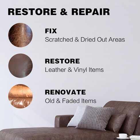 بلسم إعادة تلوين الجلد - زيت المنك - مجموعة إصلاح الجلود للحقيبة الجلدية والأريكة ومجموعة ترميم الجلد للجلد البالي والباهت والمخدوش (بني متوسط) in Kuwait