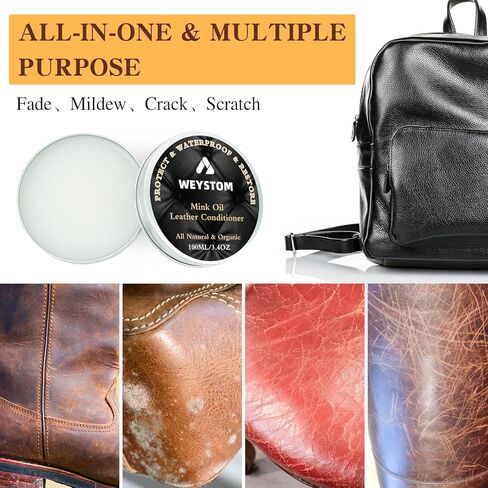 بلسم إعادة تلوين الجلد - زيت المنك - مجموعة إصلاح الجلود للحقيبة الجلدية والأريكة ومجموعة ترميم الجلد للجلد البالي والباهت والمخدوش (بني متوسط) in Kuwait