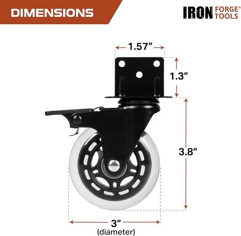 Side Mount Casters Set of 4 Heavy Duty- Swivel Caster Wheels for Furniture Legs, Table, Workbench, Cart, Bed, Black Powder Coated L-Shaped Plate 3 Inch Caster Wheels, 300lbs Capacity in Kuwait