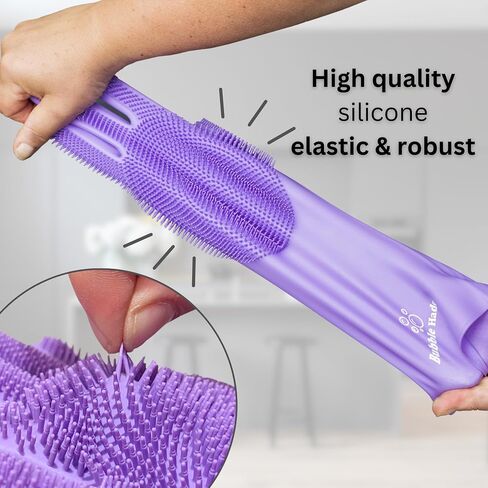 Dog Washing Gloves with Bristle Scrubbers, Reusable Silicone Gloves Ideal for Pet Bathing, Massaging & Grooming (Purple) in Saudi Arabia