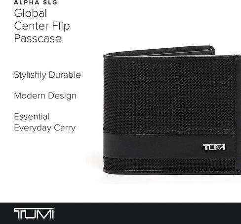 TUMI - Alpha Global Center Flip Passcase - Wallets for Men - Organized Bill Compartment & Hidden Pocket - 3.8" X 4.8" X 1.0" - Black in Saudi Arabia