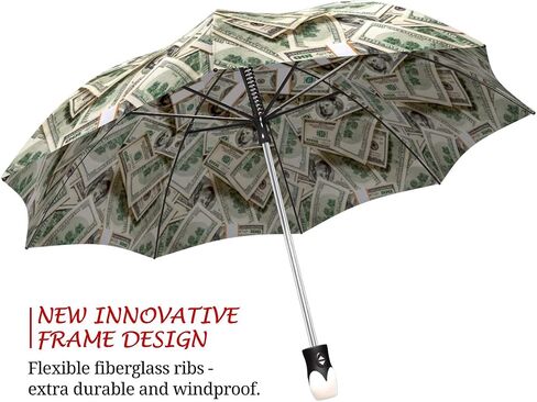 Funny Design Portable Umbrella Unique Gift for Men and Women,Dollar Bills Umbrella Money Collage,Travel Lightweight Rain Umbrella,Small Folding Umbrella with White Handle in Saudi Arabia