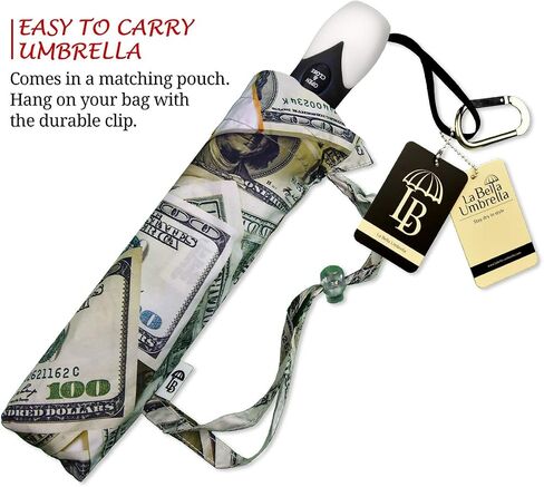 Funny Design Portable Umbrella Unique Gift for Men and Women,Dollar Bills Umbrella Money Collage,Travel Lightweight Rain Umbrella,Small Folding Umbrella with White Handle in Saudi Arabia