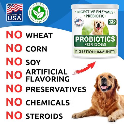 BARK&SPARK Dog Probiotic Chews - Gas, Diarrhea, Allergies - Enzymes + Prebiotics - Chewable Fiber - Digestion, Immunity - USA Made - 120 Ct - Chicken in Saudi Arabia