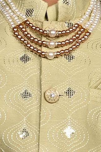 AHHAAAA Kids مزيج الحرير العرقي ملابس تقليدية نمط بوليوود صدرية شيرواني كورتا وبيجامة مع مالا للأولاد 524 in Kuwait