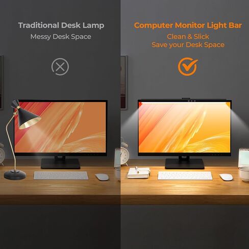 Computer Monitor Light Bar, 3 Color Temperature Computer Monitor Lamp for Eye Caring, Touch Control Timed Computer Light Bar Gaming Accessories for Home Office Game in Saudi Arabia