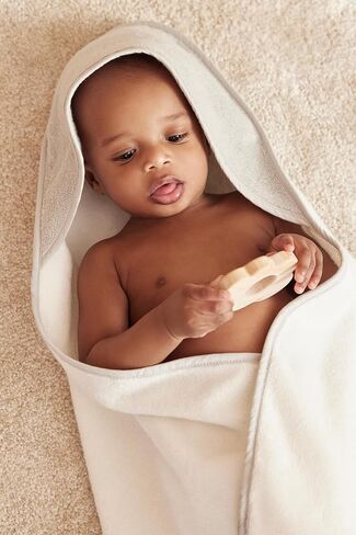 منشفة حمام بغطاء للرأس للأولاد والبنات من موري - بطانية ناعمة للجنسين من القطن العضوي بنسبة 100% - ماصة وسريعة الجفاف - 75 × 75 سم in Kuwait