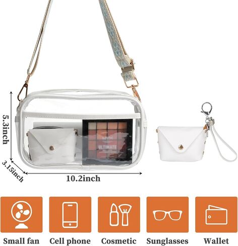 Clear Bag Stadium Approved, Clear Crossbody Purse Bag, Clear Stadium Bags for Women in Saudi Arabia
