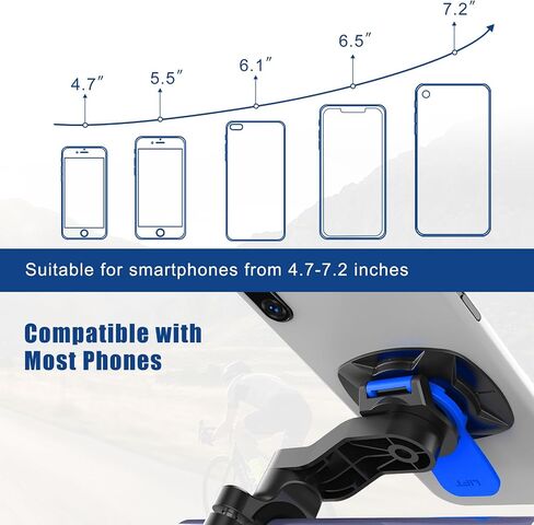 حامل هاتف للدراجة Pack-1، حامل هاتف ذكي مقاوم للماء ABS 360 دوار للدراجات النارية لهاتف 4.7 بوصة - 7.2 بوصة، حامل عالمي للهواتف الذكية بدواسة مضادة للصدمات (أزرق وأسود) in Saudi Arabia