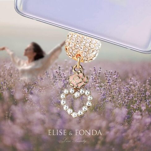 ELISE & FONDA TP171 Type-C USB منفذ شحن كريستال مضاد للغبار قابس هاتف محمول على شكل قلب وردي صغير لهواتف Samsung Galaxy/Huawei/OnePlus/Xiaomi/oppo Android (أبيض) in Saudi Arabia