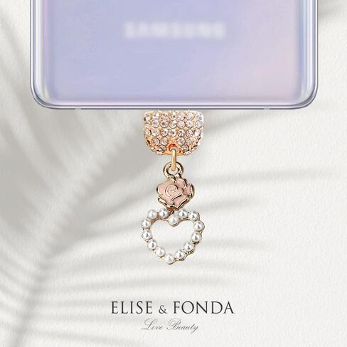 ELISE & FONDA TP171 Type-C USB منفذ شحن كريستال مضاد للغبار قابس هاتف محمول على شكل قلب وردي صغير لهواتف Samsung Galaxy/Huawei/OnePlus/Xiaomi/oppo Android (أبيض) in Saudi Arabia