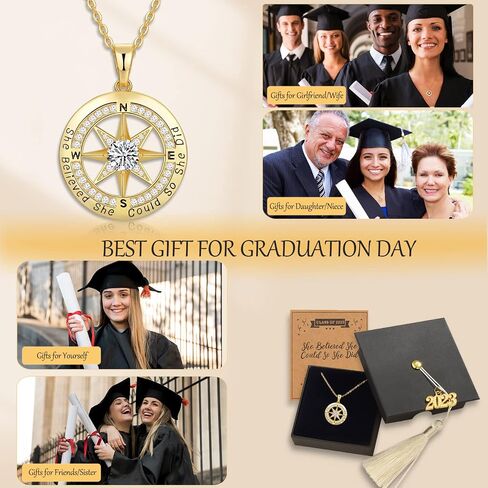 Graduation Gifts for Her 2024, Graduation Necklaces for Girls, S925 Sterling Silver Compass Necklace for Women, College Graduation Jewelry Gift, Senior High School Middle School Graduation Gifts for Wife Girlfriends Teen Girls Sister Daughter Niece in Saudi Arabia