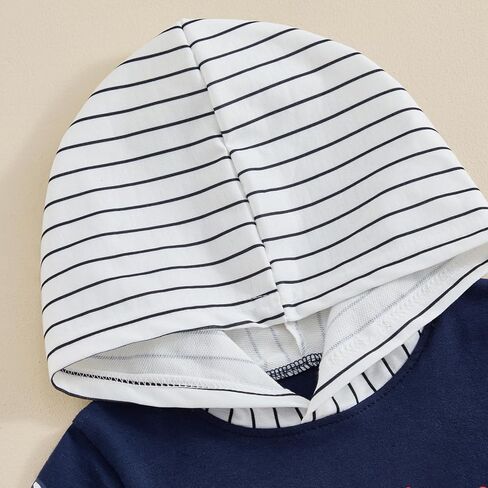 Meiweileya Toddler Baby Boy Baseball Outfits Short Sleeve Play Ball Hoodie Tshirt Striped Jogger Shorts Set Summer Clothes in Kuwait