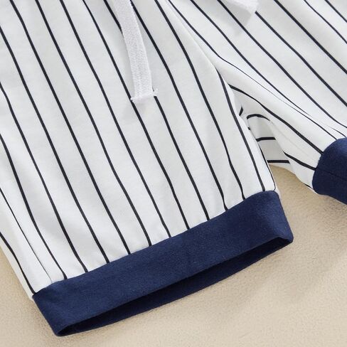 Meiweileya Toddler Baby Boy Baseball Outfits Short Sleeve Play Ball Hoodie Tshirt Striped Jogger Shorts Set Summer Clothes in Kuwait