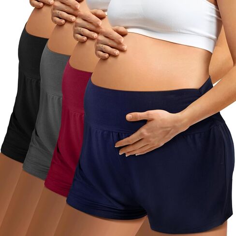 4 Pack Maternity Shorts Comfy Women Maternity Pajamas Clothes Sleep Shorts Lounge Shorts Pregnancy Workout Clothes in Saudi Arabia