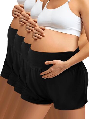 4 Pack Maternity Shorts Comfy Women Maternity Pajamas Clothes Sleep Shorts Lounge Shorts Pregnancy Workout Clothes in Saudi Arabia