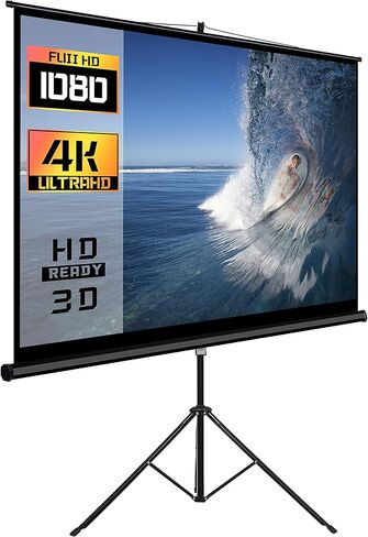 شاشة عرض محمولة ProHT مقاس 100 بوصة (05358)، مع حامل ثلاثي القوائم قابل للطي وشاشة عرض بنسبة عرض إلى ارتفاع 4:3، لون أبيض غير لامع، مناسب للتلفزيون عالي الدقة/الرياضة/الأفلام/العروض التقديمية in Kuwait