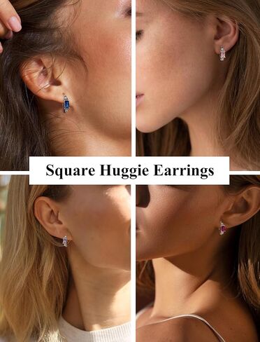 Celtic Knot Hoop Earrings for Women 925 Sterling Silver Square Huggie Earring Birthstone Jewelry in Saudi Arabia