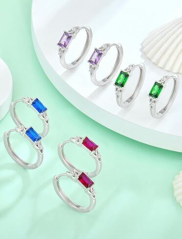 Celtic Knot Hoop Earrings for Women 925 Sterling Silver Square Huggie Earring Birthstone Jewelry in Saudi Arabia