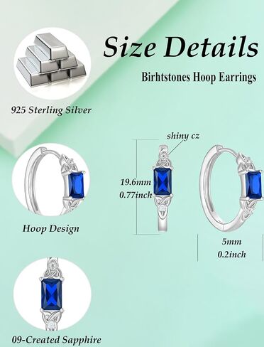 Celtic Knot Hoop Earrings for Women 925 Sterling Silver Square Huggie Earring Birthstone Jewelry in Saudi Arabia