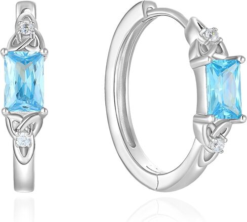 Celtic Knot Hoop Earrings for Women 925 Sterling Silver Square Huggie Earring Birthstone Jewelry in Saudi Arabia