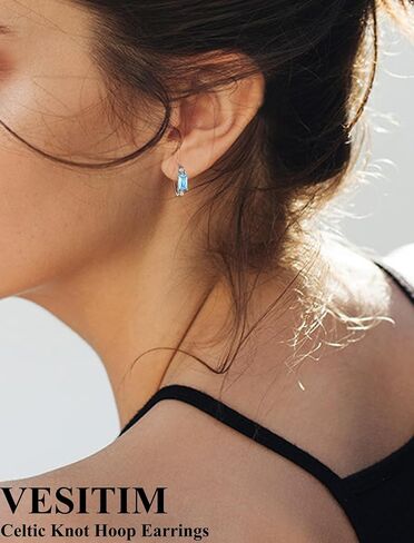 Celtic Knot Hoop Earrings for Women 925 Sterling Silver Square Huggie Earring Birthstone Jewelry in Saudi Arabia