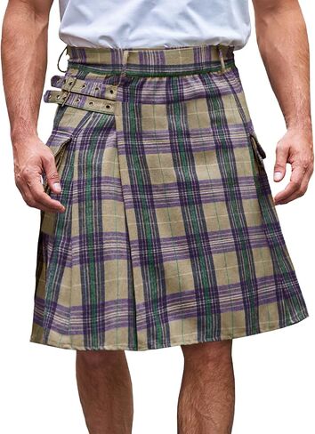 Mens Utility Kilt Pin Scottish Tartan Apparel Black & Irish Hybrid Royal Stewart Pockets Kilts in Saudi Arabia