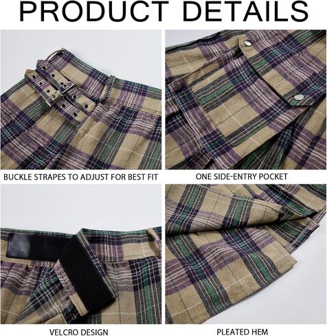 Mens Utility Kilt Pin Scottish Tartan Apparel Black & Irish Hybrid Royal Stewart Pockets Kilts in Saudi Arabia