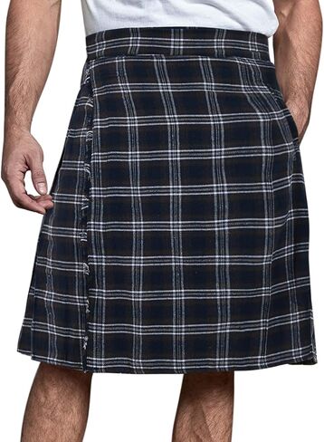 Mens Utility Kilt Pin Scottish Tartan Apparel Black & Irish Hybrid Royal Stewart Pockets Kilts in Saudi Arabia