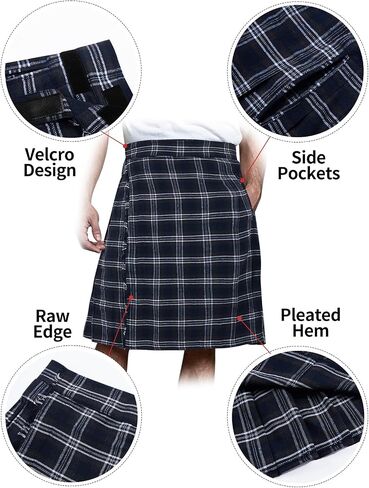 Mens Utility Kilt Pin Scottish Tartan Apparel Black & Irish Hybrid Royal Stewart Pockets Kilts in Saudi Arabia