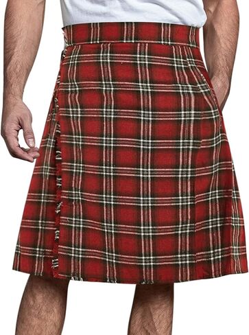Mens Utility Kilt Pin Scottish Tartan Apparel Black & Irish Hybrid Royal Stewart Pockets Kilts in Saudi Arabia