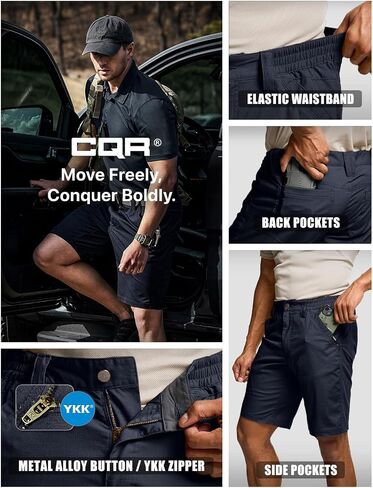 CQR Men's Flex Casual Cargo Shorts, Lightweight Water Resistant Golf Shorts, Stretch Tactical Work Shorts with Multi-Pocket, Negotiator Operator Navy, 36W/12L in Saudi Arabia
