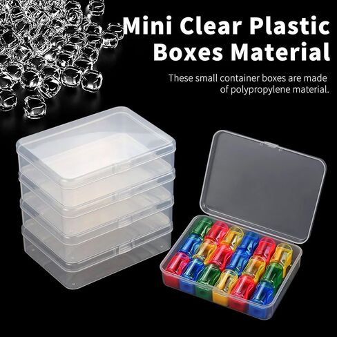 16 Pcs Mini Plastic Containers Boxes with Lids, 4.5x3.4 Inches Clear Small Storage Box for Collecting Small Items, Beads, Jewelry, Crafts Accessories, Game Pieces, Business Cards,Tools in Kuwait