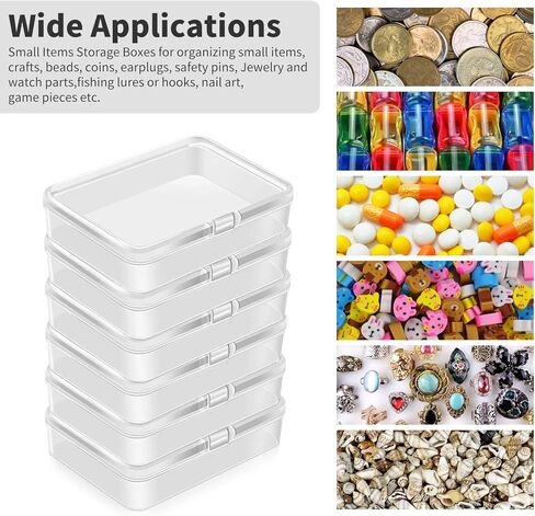16 Pcs Mini Plastic Containers Boxes with Lids, 4.5x3.4 Inches Clear Small Storage Box for Collecting Small Items, Beads, Jewelry, Crafts Accessories, Game Pieces, Business Cards,Tools in Kuwait