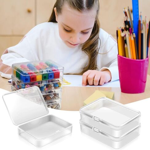 16 Pcs Mini Plastic Containers Boxes with Lids, 4.5x3.4 Inches Clear Small Storage Box for Collecting Small Items, Beads, Jewelry, Crafts Accessories, Game Pieces, Business Cards,Tools in Kuwait