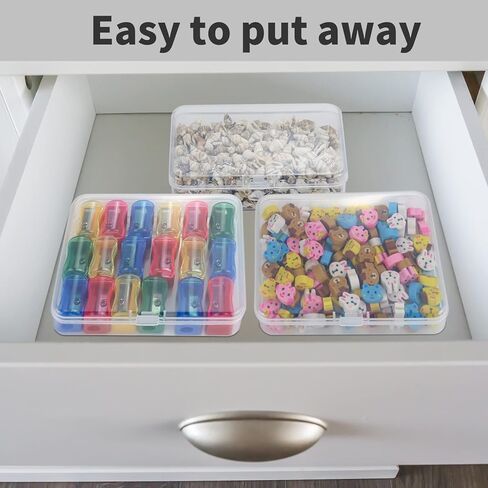 16 Pcs Mini Plastic Containers Boxes with Lids, 4.5x3.4 Inches Clear Small Storage Box for Collecting Small Items, Beads, Jewelry, Crafts Accessories, Game Pieces, Business Cards,Tools in Kuwait