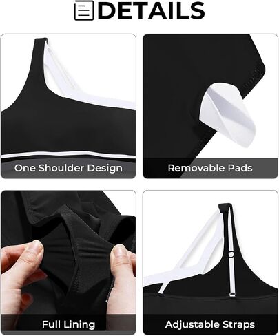 Aqua Eve Women Plus Size High Waisted Bikini One Shoulder Two Piece Swimsuit Color Block Bathing Suits in Kuwait