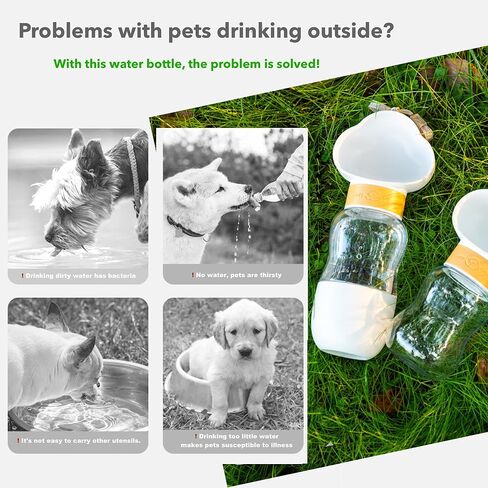 Dog Water Bottle with Food Container Multifunctional Portable 2 in 1 Travel Water Bottle ，Pet Cat Water Bottle Leak Proof Water ，Suitable for Outdoor Walking and Hiking for Pets,BPA Free in Kuwait