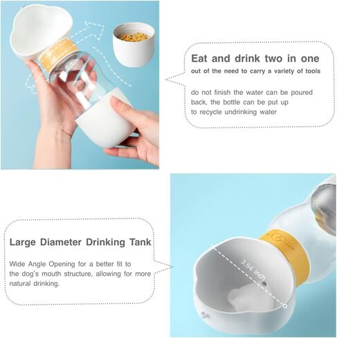 Dog Water Bottle with Food Container Multifunctional Portable 2 in 1 Travel Water Bottle ，Pet Cat Water Bottle Leak Proof Water ，Suitable for Outdoor Walking and Hiking for Pets,BPA Free in Kuwait