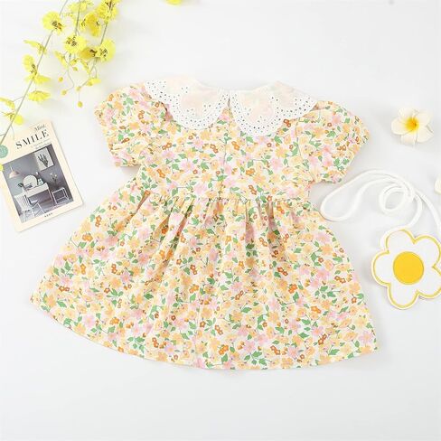 PATPAT Toddler Baby Girl Dress Short Sleeve Flora Kids Summer Sundress in Saudi Arabia