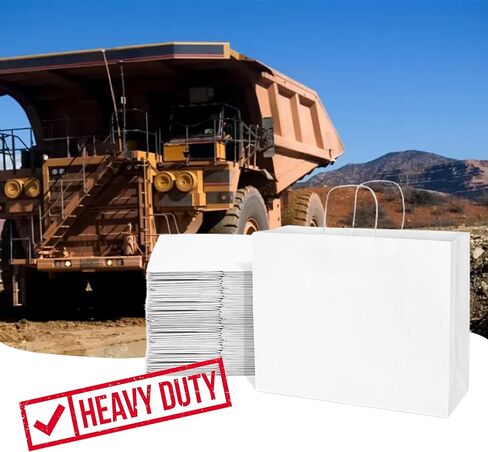 أكياس ورق كرافت كبيرة بمقابض. 17x13x7. حقائب تسوق وبقالة بنية عالية الجودة. عبوة من 100 قطعة. قابلة لإعادة التدوير والاستعمال مرة واحدة. مثالية للبضائع والتجزئة وأكياس الهدايا الورقية الكبيرة in Kuwait