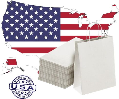 أكياس ورق كرافت كبيرة بمقابض. 17x13x7. حقائب تسوق وبقالة بنية عالية الجودة. عبوة من 100 قطعة. قابلة لإعادة التدوير والاستعمال مرة واحدة. مثالية للبضائع والتجزئة وأكياس الهدايا الورقية الكبيرة in Kuwait