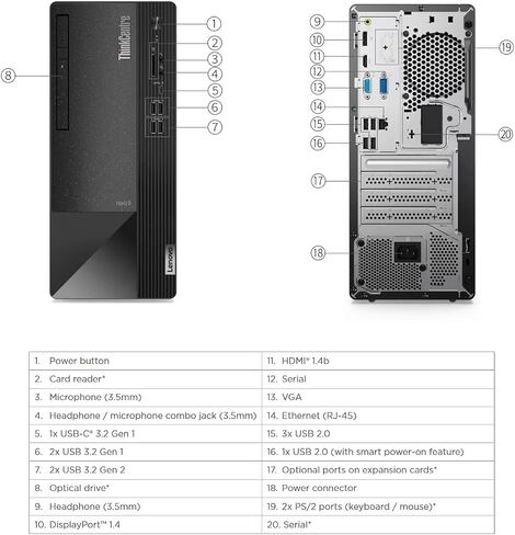 Lenovo Business Desktop Tower | 12th Gen Intel Core i3-12100 Processor | Windows 11 Pro | HDMI+Display Port+VGA | WiFi+Bluetooth | DVD-RW+SD Card Reader (32GB RAM | 256GB SSD + 1TB HDD) in Saudi Arabia